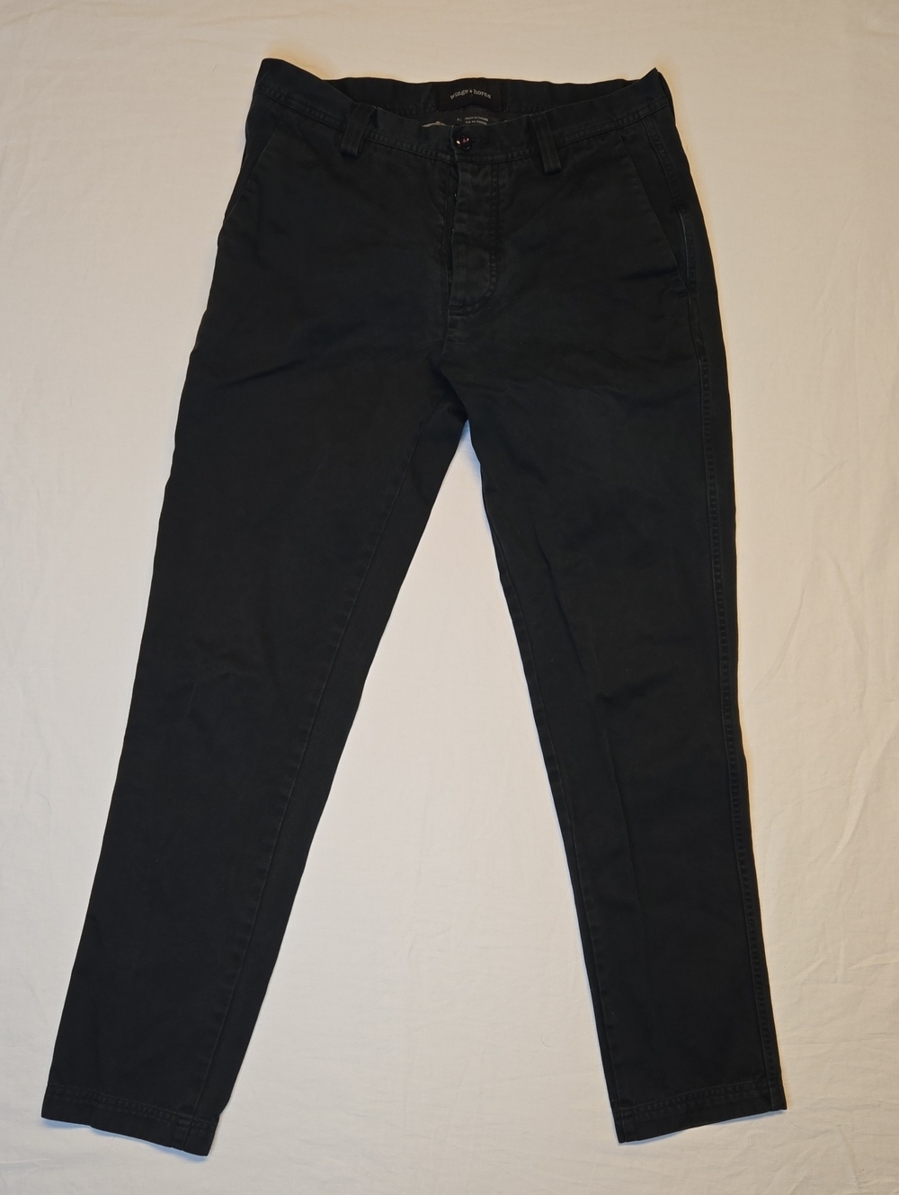 Wings + Horns Black Slim Tapered Fit Chino Denim Pants